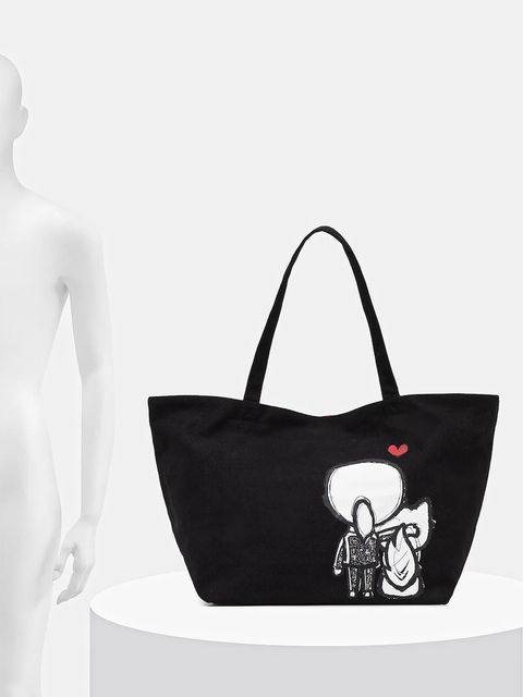 Karl Lagerfeld torebka bawełniana IKON kolor czarny B1W50052 - zdjęcie produktu nr 2