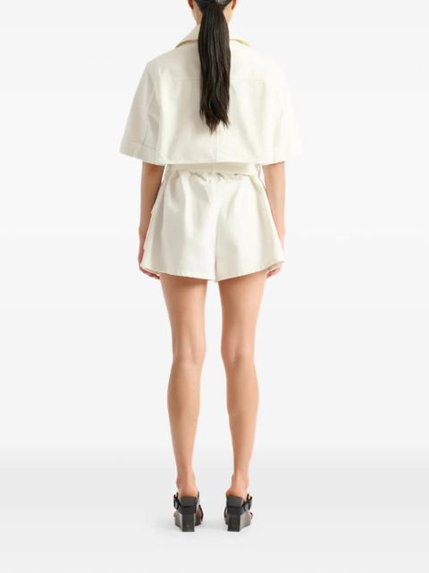 Balmain belted denim playsuit - White