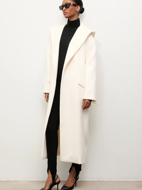 Answear.LAB płaszcz wełniany kolor beżowy