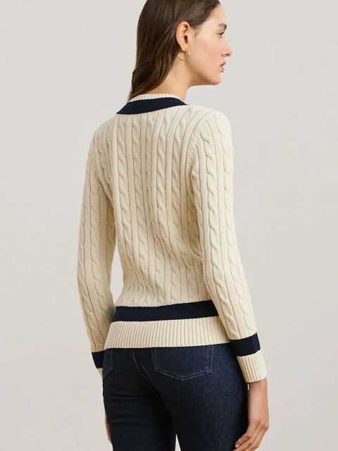 Lauren Ralph Lauren sweter bawełniany kolor beżowy 200957479