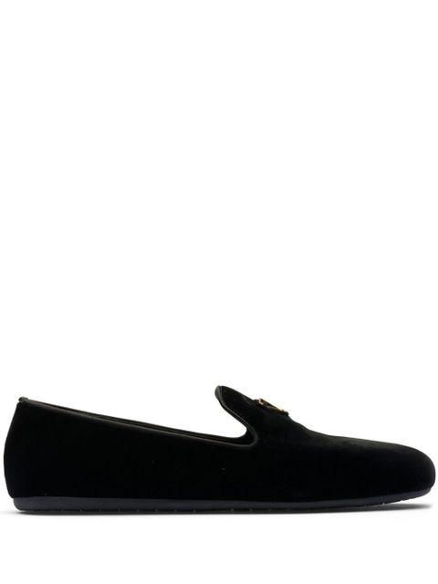 Prada triangle-logo velvet loafers - Black - zdjęcie produktu nr 1