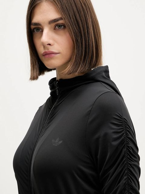 adidas Originals bluza Ruched damska kolor czarny z kapturem gładka JW2807