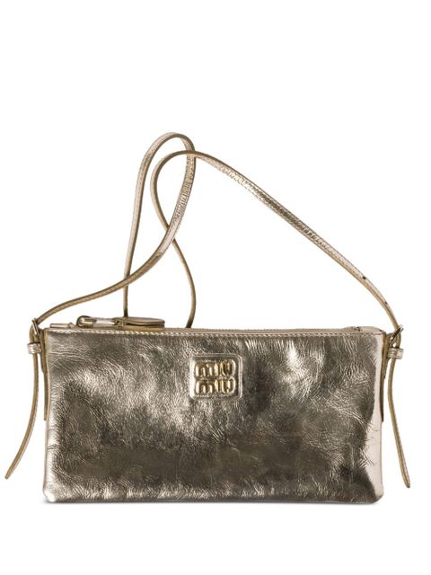 Miu Miu logo-lettering clutch bag - Gold
