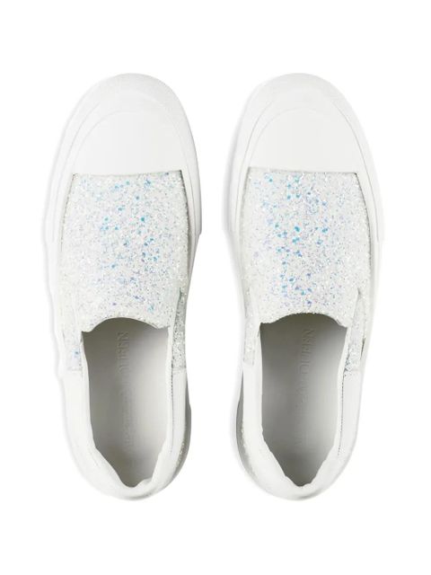 Alexander McQueen glitter slip-on sneakers - White