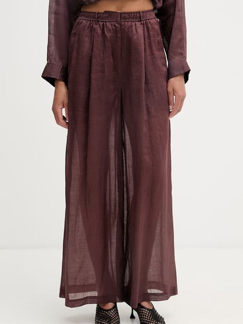 Isabelle Blanche spodnie straight damskie lniane - zdjęcie produktu nr 1