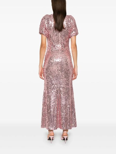 ROTATE BIRGER CHRISTENSEN sequin-embellished V-neck midi dress - Pink