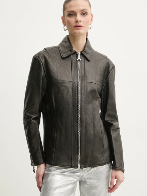 Patrizia Pepe kurtka skórzana kolor czarny przejściowa 8O0160 L143