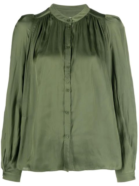 Zadig&Voltaire Tchin satin-finish ruched-detailed shirt - Green - zdjęcie produktu nr 1