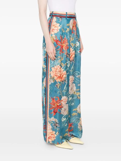 ALEMAIS floral-print pleated trousers - Blue