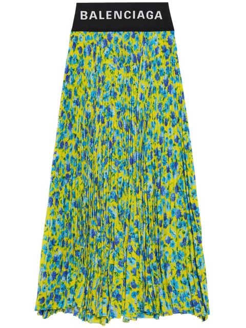 Balenciaga floral-print pleated midi skirt - Blue - zdjęcie produktu nr 1
