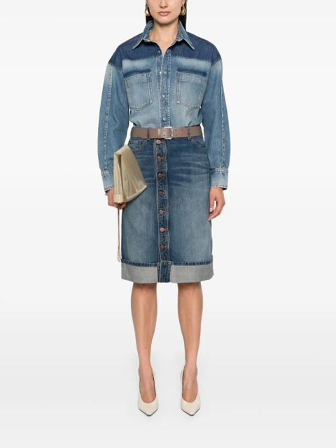 Victoria Beckham mid-rise denim midi skirt - Blue - zdjęcie produktu nr 2