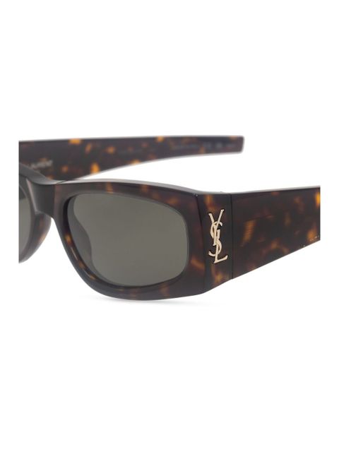 Saint Laurent Eyewear rectangle-framed tortoiseshell sunglasses - Brown