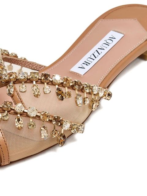 Aquazzura Temptation crystal-embellished mesh sandals - Brown