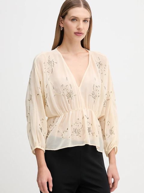 Hoss Intropia bluzka damska kolor beżowy z aplikacją 6282673 - zdjęcie produktu nr 1