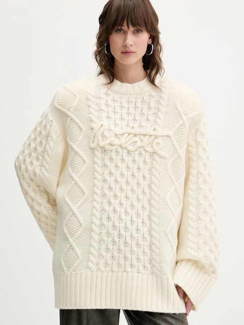 Rotate sweter z dodatkiem wełny damski kolor beżowy ciepły 114301857 - zdjęcie produktu nr 1