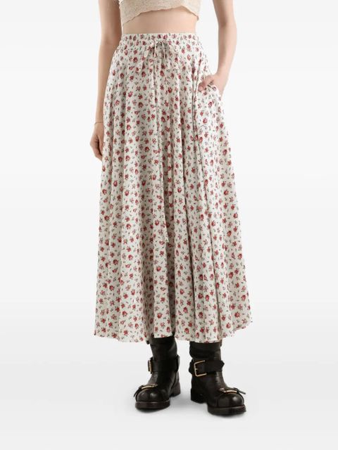 Dolce & Gabbana drawstring floral midi skirt - White