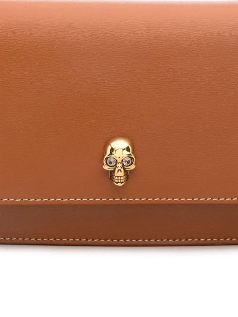 Alexander McQueen skull-appliqué leather crossbody bag - Brown