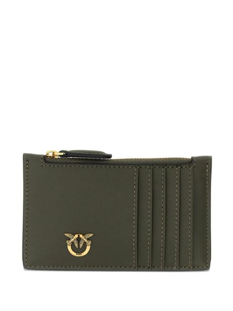 PINKO Airone leather logo-plaque card holder - Green - zdjęcie produktu nr 1