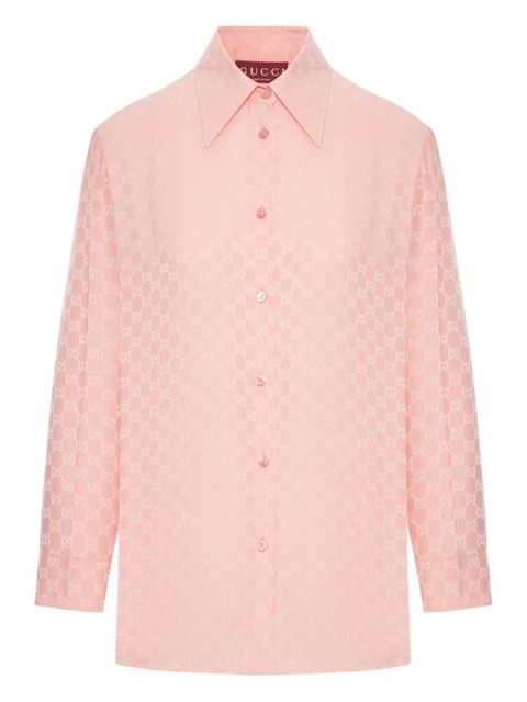 Gucci GG-jacquard silk shirt - Pink - zdjęcie produktu nr 1