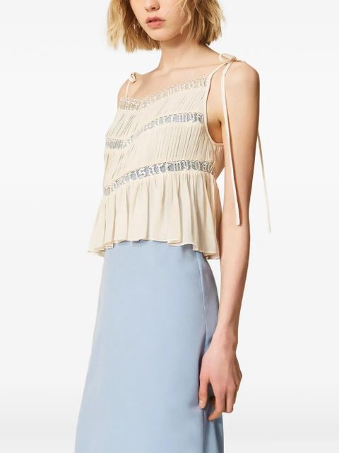 TWINSET lace-trim midi dress - Blue