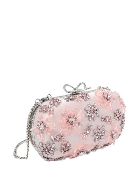 Self-Portrait crystal-embellishment clutch bag - Pink