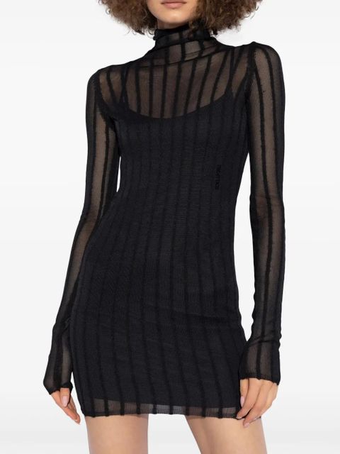 The Attico semi-sheer roll-neck dress - Black