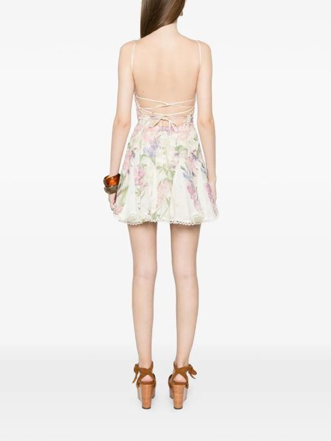 Charo Ruiz Ibiza Marlene floral-print lace mini dress - White