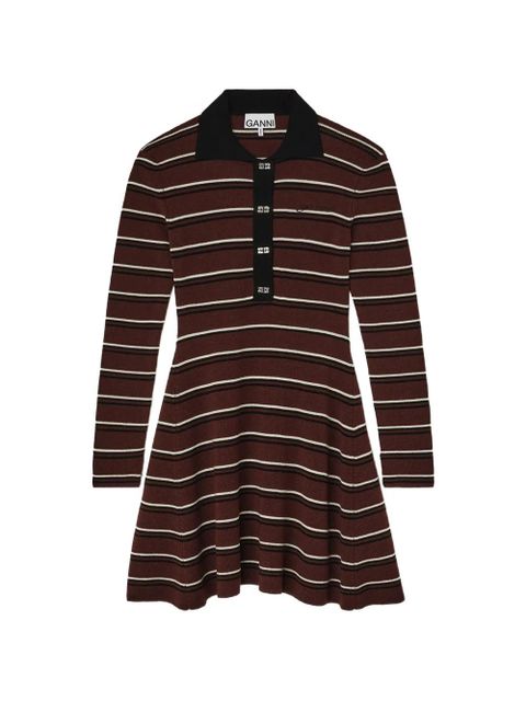 GANNI striped polo mini dress - Brown - zdjęcie produktu nr 1