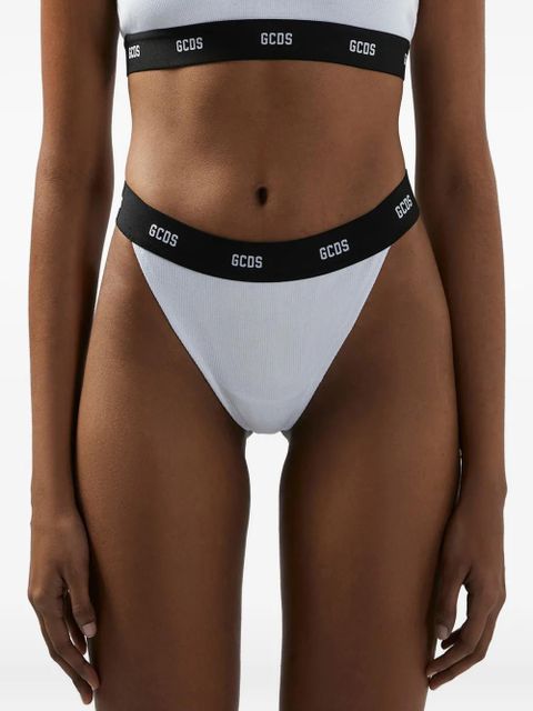 GCDS ribbed logo thong - White