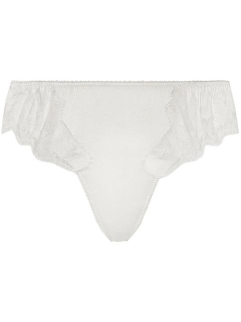 Dolce & Gabbana lace-detail satin thong - White - zdjęcie produktu nr 1