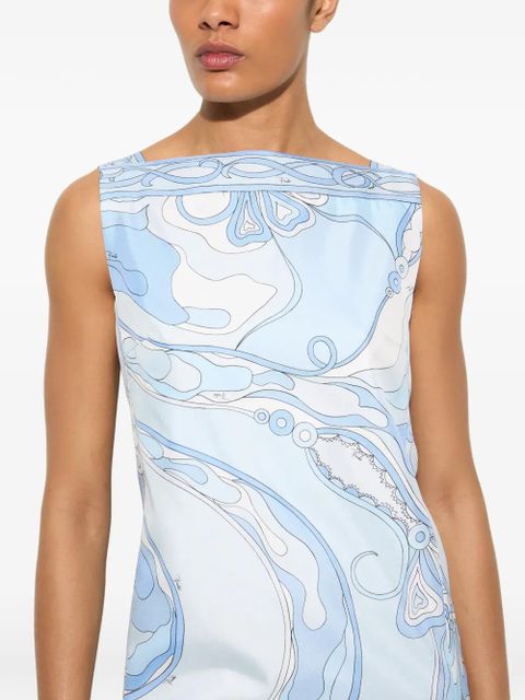 PUCCI Orchidee-print silk dress - Blue