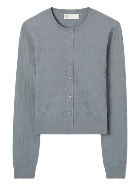 Tory Burch monogram-jacquard cardigan - Grey - zdjęcie produktu nr 1