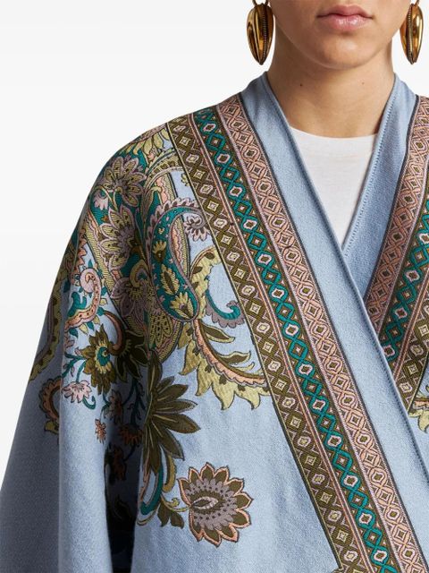 ETRO paisley-jacquard cape - Blue