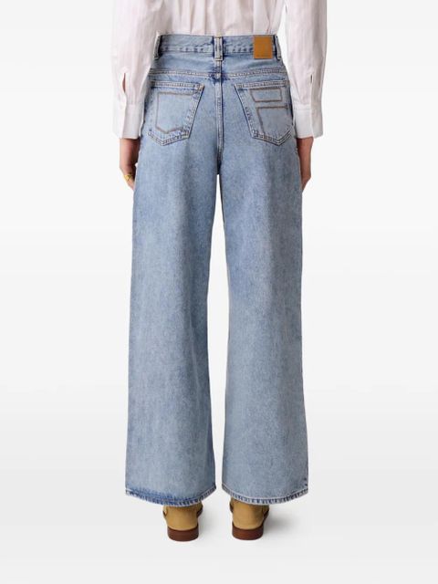 Claudie Pierlot embroidered wide-leg jeans - Blue