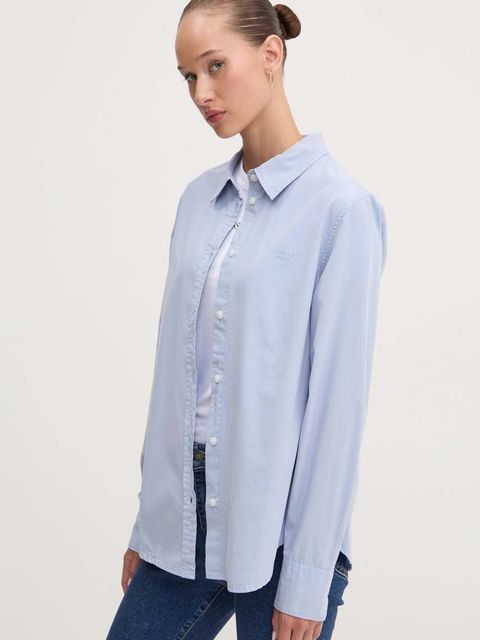 Guess Jeans koszula bawełniana damska kolor niebieski regular z kołnierzykiem klasycznym W4YH68 WGCF1 - zdjęcie produktu nr 1