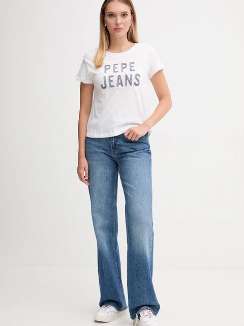 Pepe Jeans t-shirt bawełniany damski kolor biały PL5000045