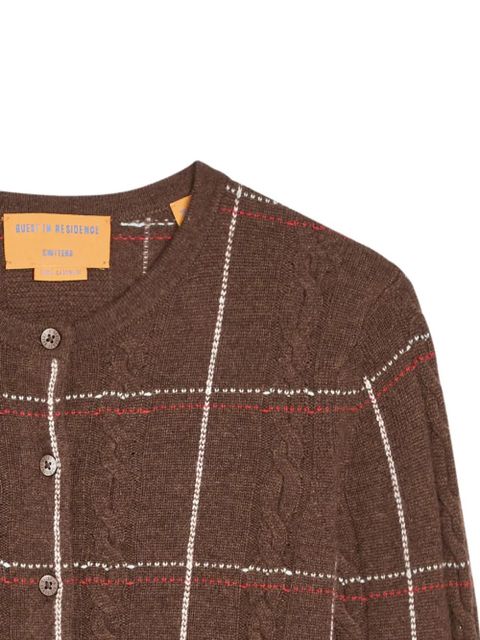 Guest In Residence Jane cable-knit checked cardigan - Brown - zdjęcie produktu nr 2