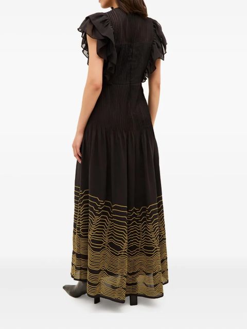Marie Oliver Winfrey pleated ruffle maxi dress - Black