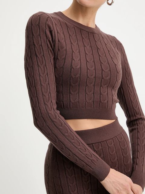 Answear.LAB sweter i spódnica damski kolor brązowy