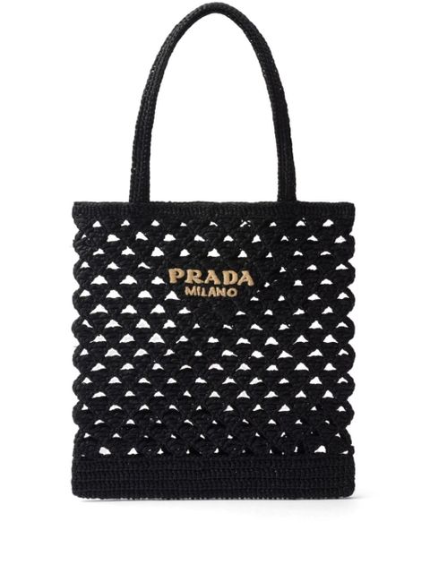 Prada woven crochet tote bag - Black - zdjęcie produktu nr 1