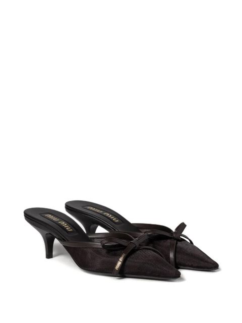 Miu Miu mesh heeled mules - Brown