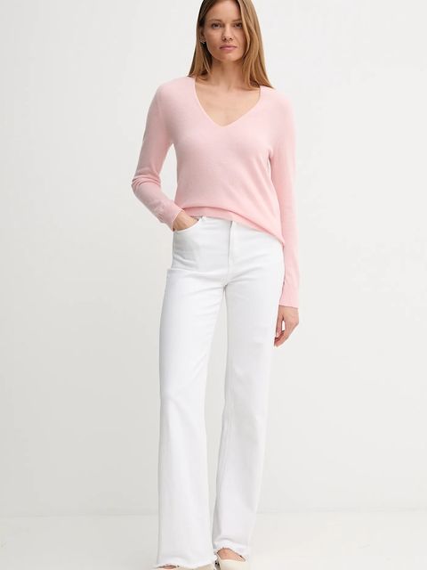 United Colors of Benetton sweter wełniany damski kolor różowy lekki 1002D401Y - zdjęcie produktu nr 2