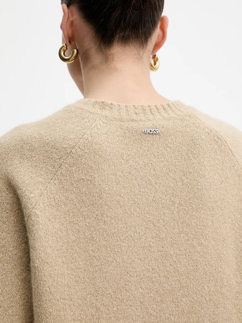 BOSS sweter z domieszką wełny damski kolor beżowy 50478315