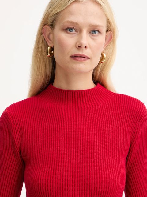 Twinset sukienka z dodatkiem wełny kolor czerwony mini rozkloszowana 252TT3140 - zdjęcie produktu nr 2