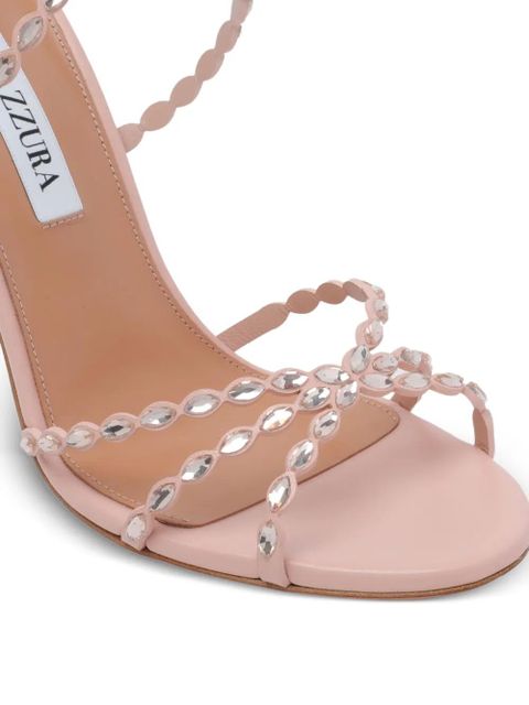 Aquazzura Tequila buckle embellished leather sandals - Pink