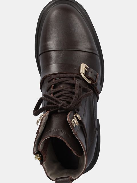 AllSaints workery skórzane Tori Boot damskie kolor brązowy na płaskim obcasie W119FB