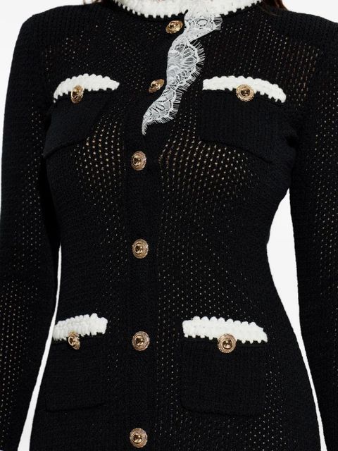 Self-Portrait buttoned crochet midi dress - Black