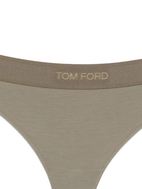 TOM FORD logo-embroidered thong - Green