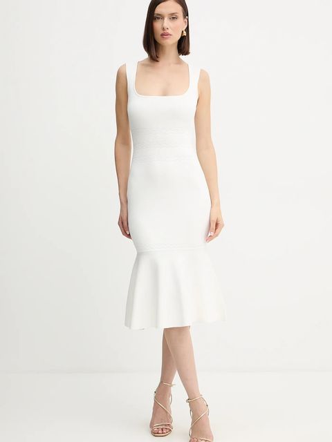 Herve Leger sukienka Camille kolor biały midi rozkloszowana DSP8535748 - zdjęcie produktu nr 1