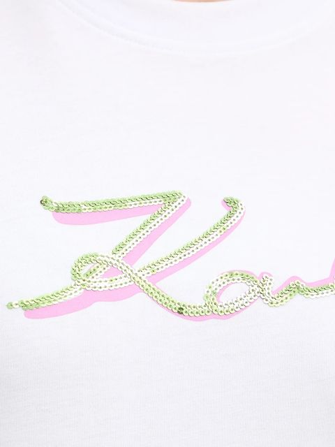 Karl Lagerfeld t-shirt bawełniany damski kolor biały A4W17052